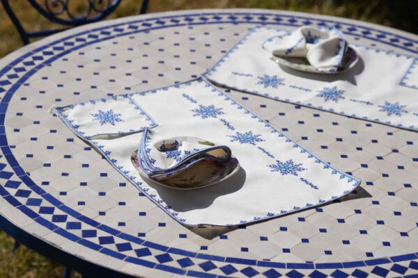 Set de Table Bleu avec Serviette Assortie
