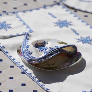 Set de Table Bleu avec Serviette Assortie