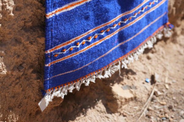 Tapis Naturel en Laine Bleue